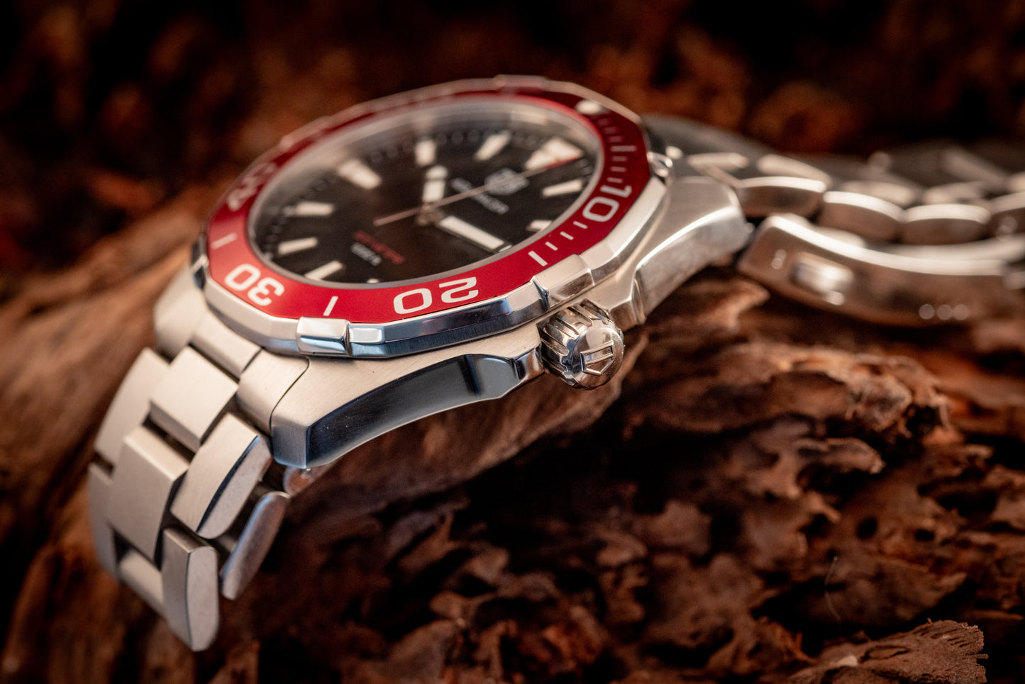 Tag Heuer Aquaracer Black Dial Red Bezel Ref WAY101B.BA0746 Box And Papers