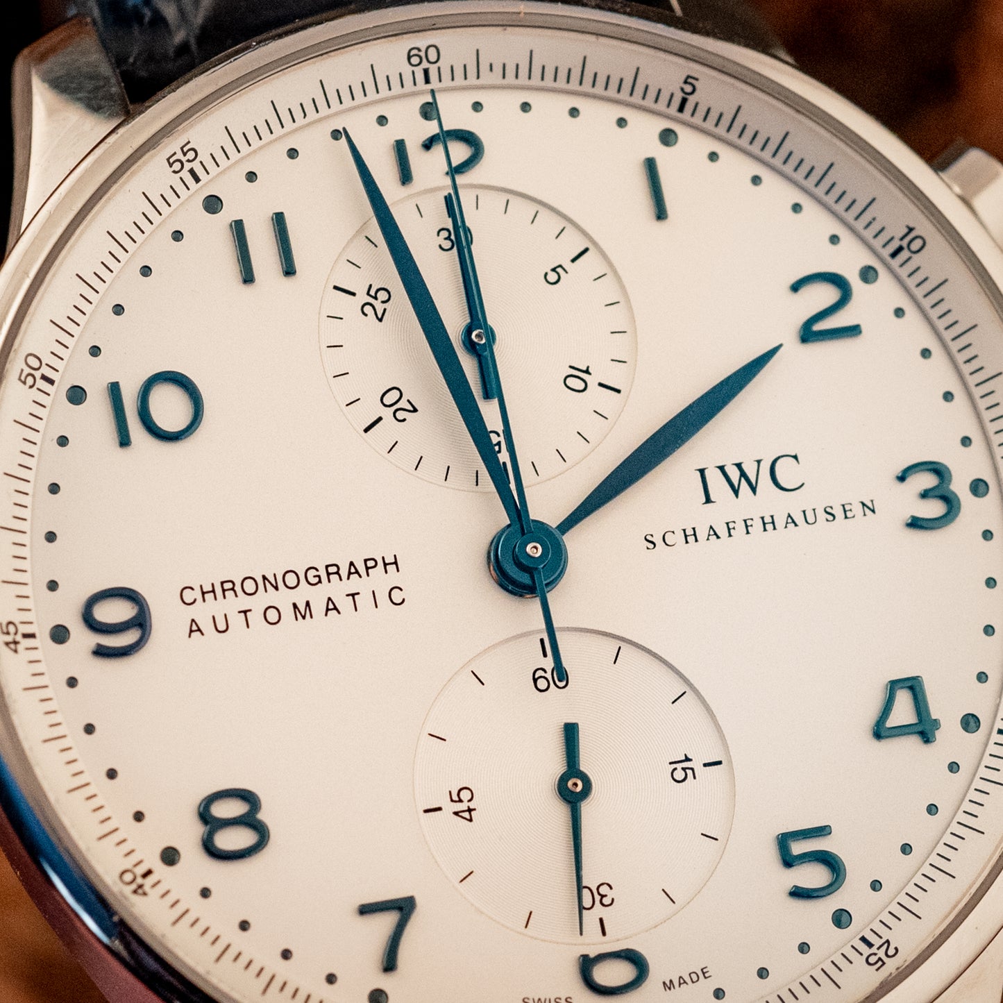 IWC Portuguese Chronograph Blue Strap Box And Papers Ref IW371446