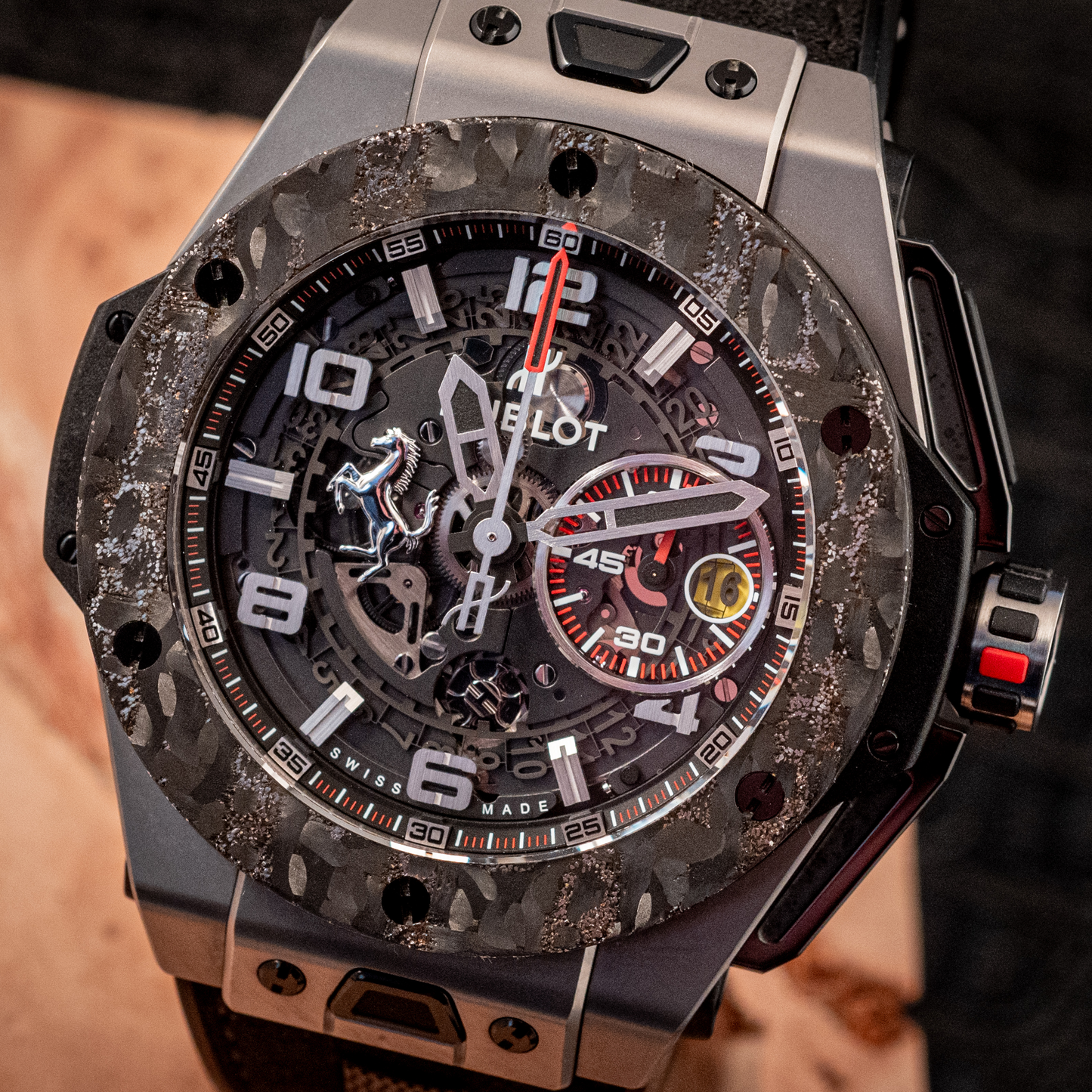Hublot Big Bang Ferrari 2019 45MM Carbon Box And Papers With Watch Winder Ref 401.NJ.0123.VR
