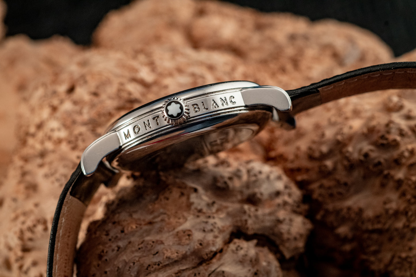 Montblanc Meisterstuck Star Automatic Stainless Steel Extra Black Leather Strap Ref 7027