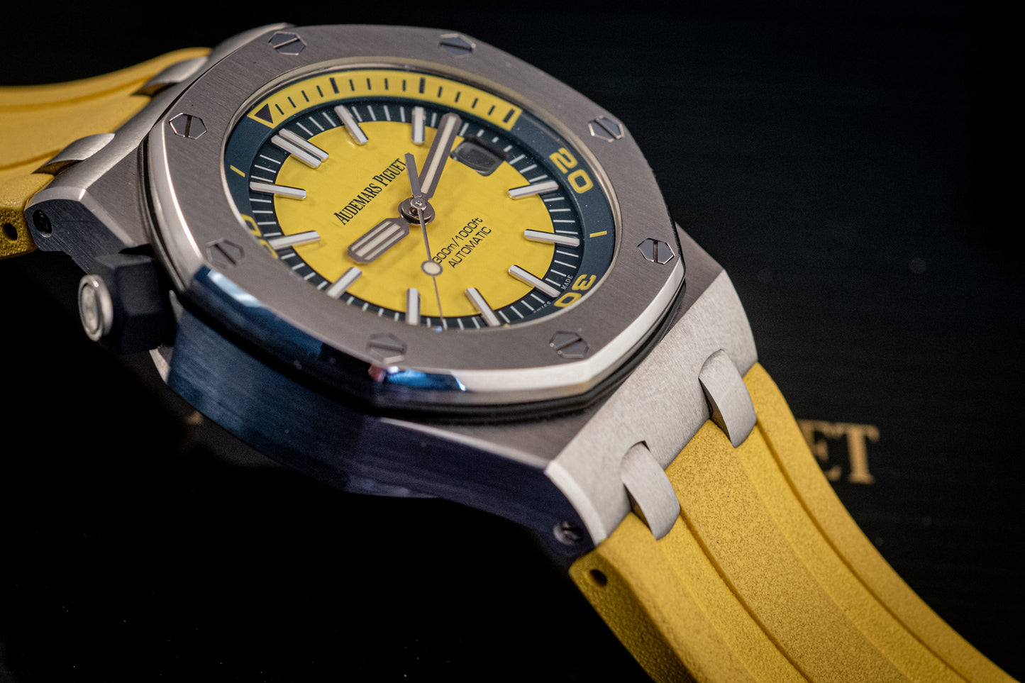 Audemars Piguet Royal Oak Offshore Funky Colors Yellow On Yellow Strap Box And Papers 15710ST.OO.A051CA.01