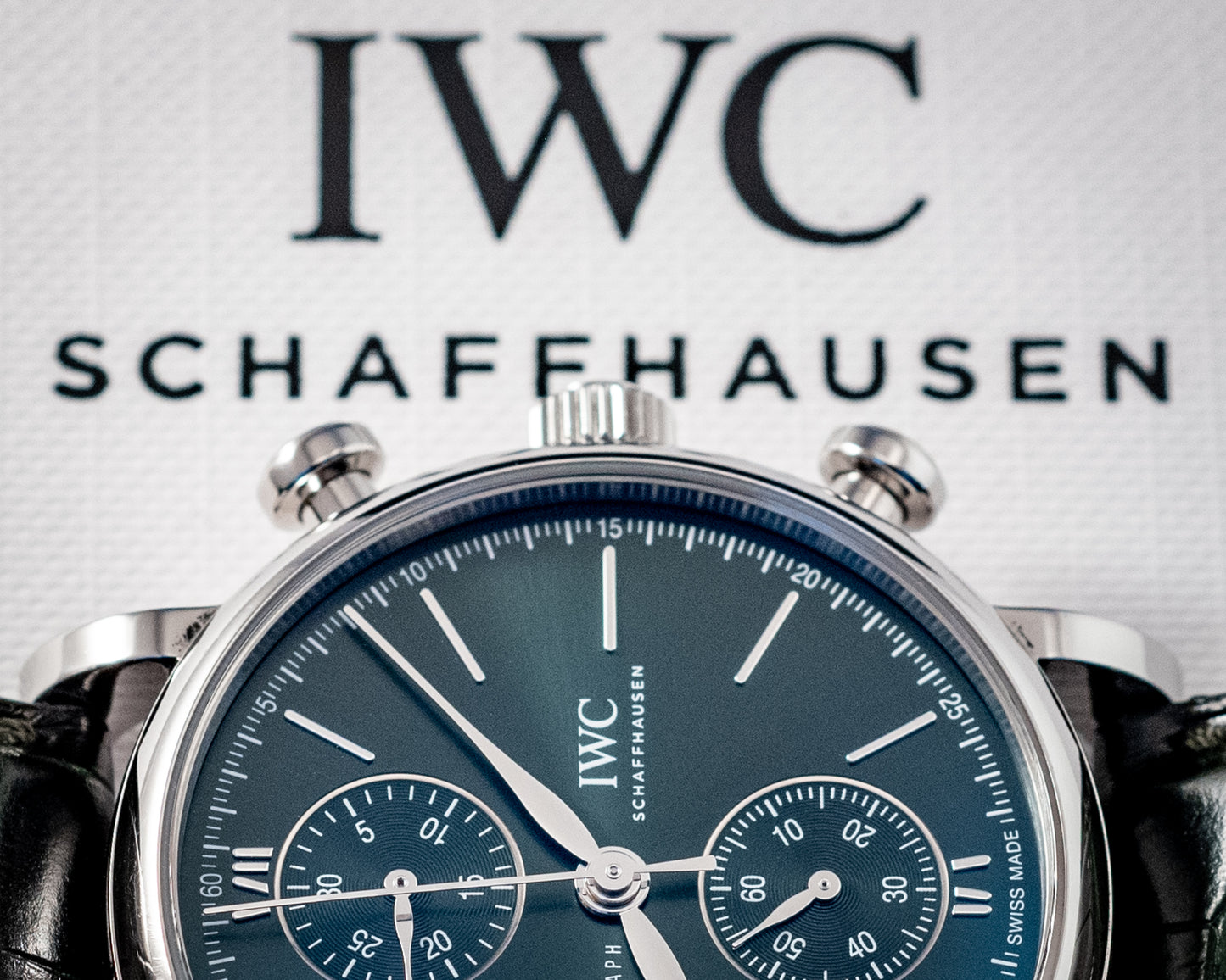 IWC Portofino 2022 Chronograph Green Dial 39MM Warranty Unti 4/2030 Box And Papers Ref IW391405