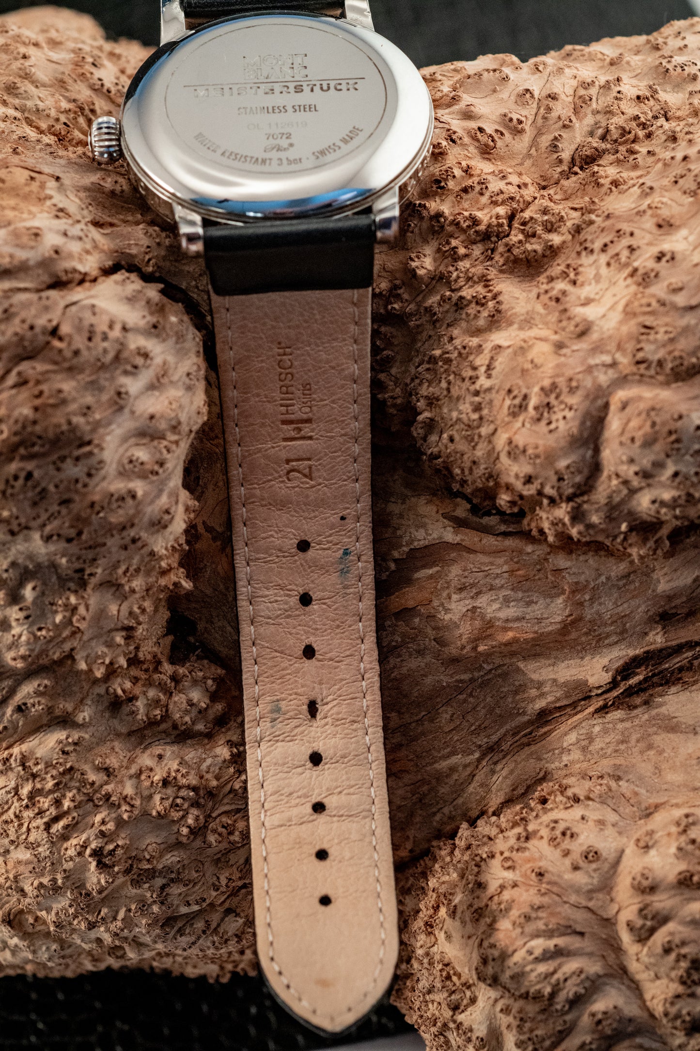 Montblanc Meisterstuck Star Automatic Stainless Steel Extra Black Leather Strap Ref 7027