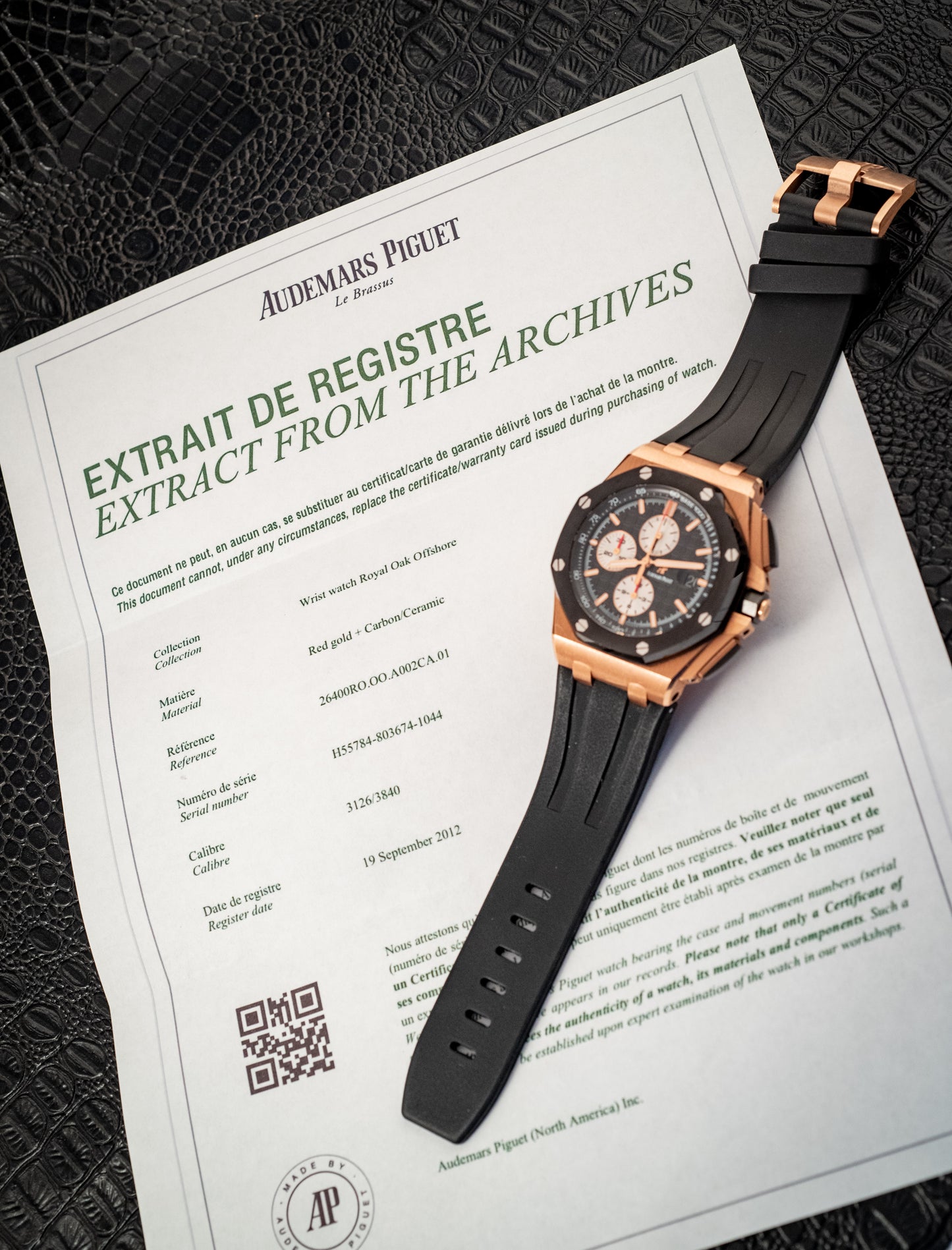 Audemars Piguet Royal Oak Offshore Chronograph 44MM Box And Archive Papers Ref 26400RO.OO.A002CA.01