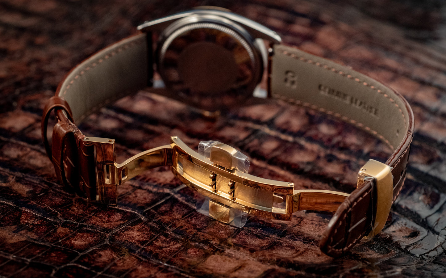 Rolex Datejust 14K Yellow Gold Steel Champagne Brown Leather Band Ref 1601