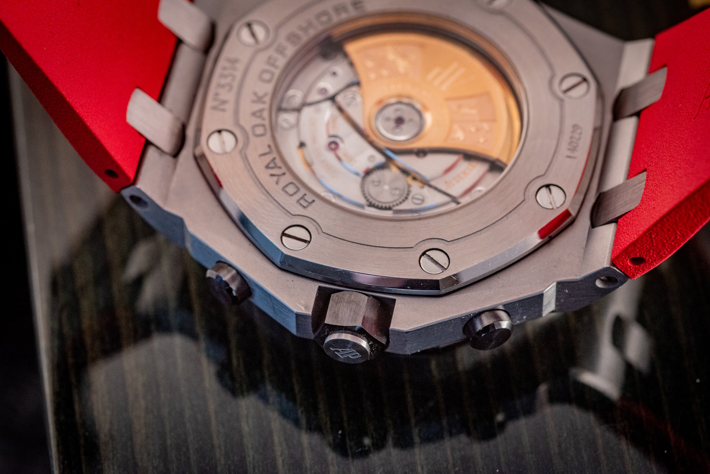 Audemars Piguet Royal Oak Offshore Chronograph 26470ST.OO.A101CR.01 “VAMPIRE” Black Dial Red Accents Chronograph Stainless Steel 42mm Box And Papers