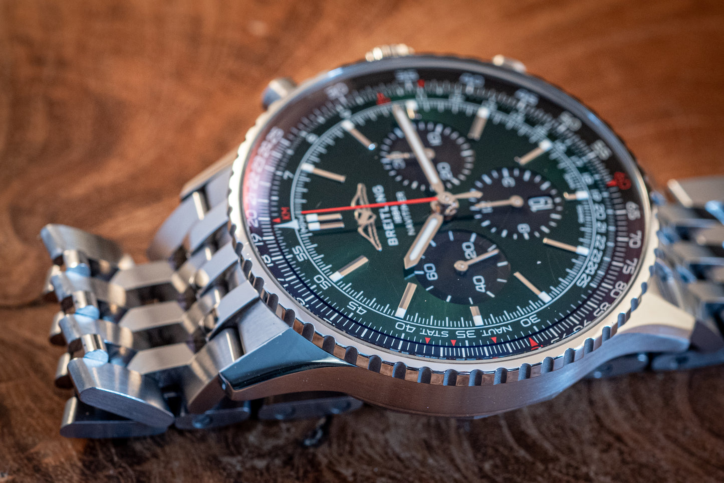 Breitling 2022 Navitimer 1 B01 Chronograph Green Dial Box And Papers Ref AB0137241L1A1