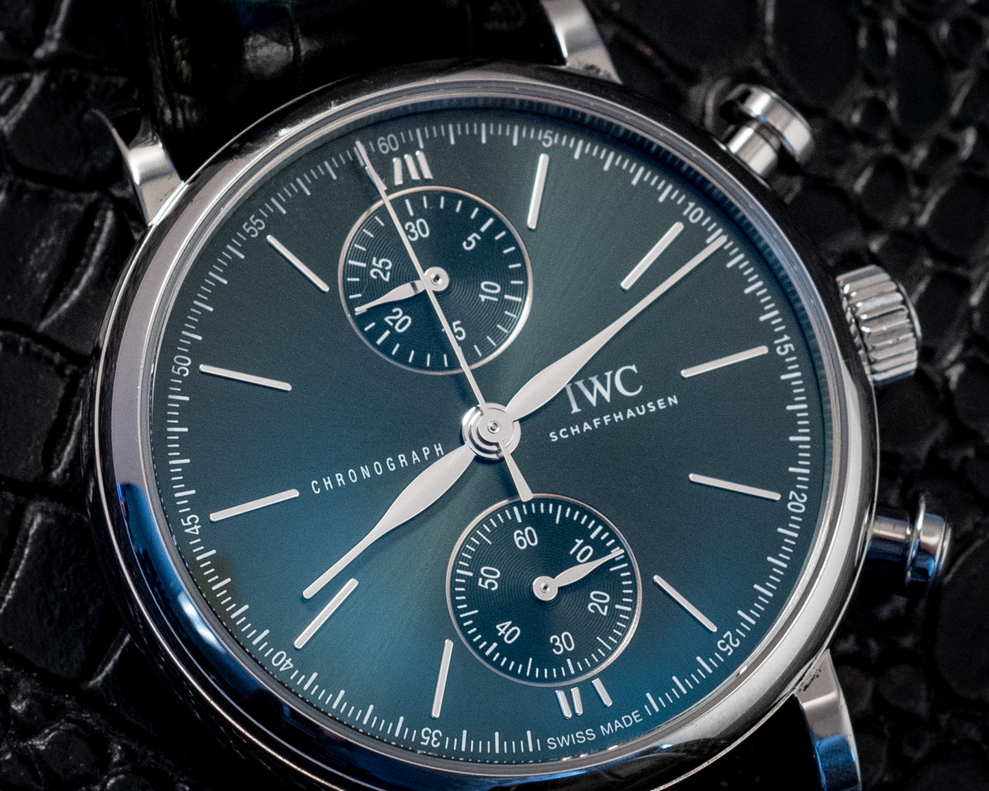IWC Portofino 2022 Chronograph Green Dial 39MM Warranty Unti 4/2030 Box And Papers Ref IW391405