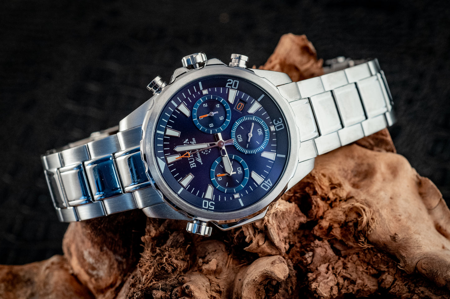 Bulova 2025 NEW Marine Star 43MM Blue Dial 6-Hand Chronograph Box And Papers