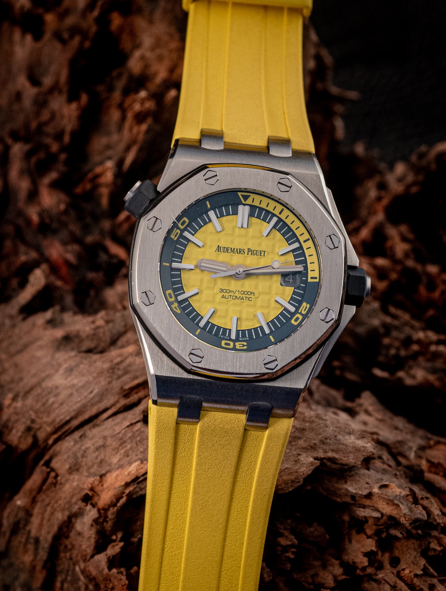 Audemars Piguet Royal Oak Offshore Funky Colors Yellow On Yellow Strap Box And Papers 15710ST.OO.A051CA.01