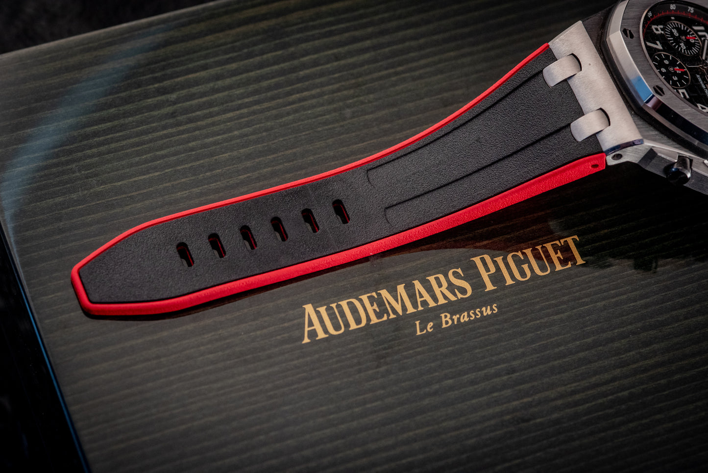 Audemars Piguet Royal Oak Offshore Chronograph 26470ST.OO.A101CR.01 “VAMPIRE” Black Dial Red Accents Chronograph Stainless Steel 42mm Box And Papers