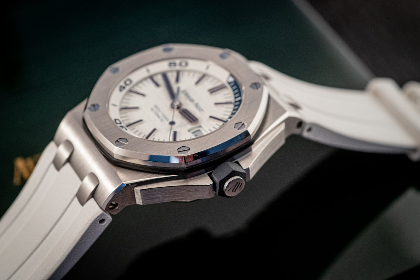 Audemars Piguet Royal Oak Offshore Diver White Dial Additional Blue Strap Box And Papers Ref 15710ST.OO.A010CA.01