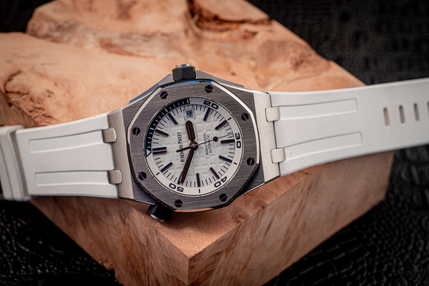 Audemars Piguet Royal Oak Offshore Diver White Dial Additional Blue Strap Box And Papers Ref 15710ST.OO.A010CA.01