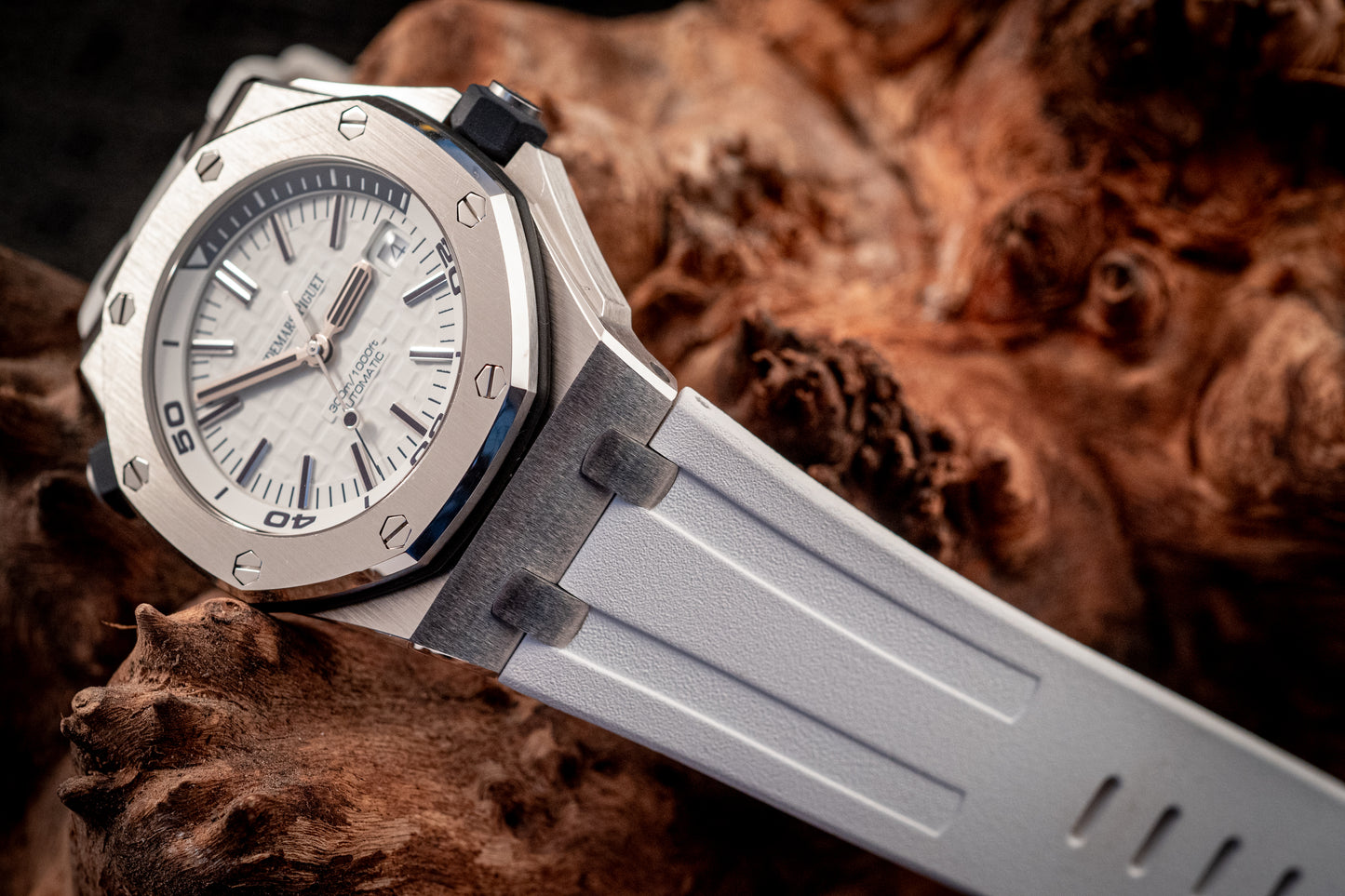 Audemars Piguet Royal Oak Offshore Diver White Dial Additional Blue Strap Box And Papers Ref 15710ST.OO.A010CA.01