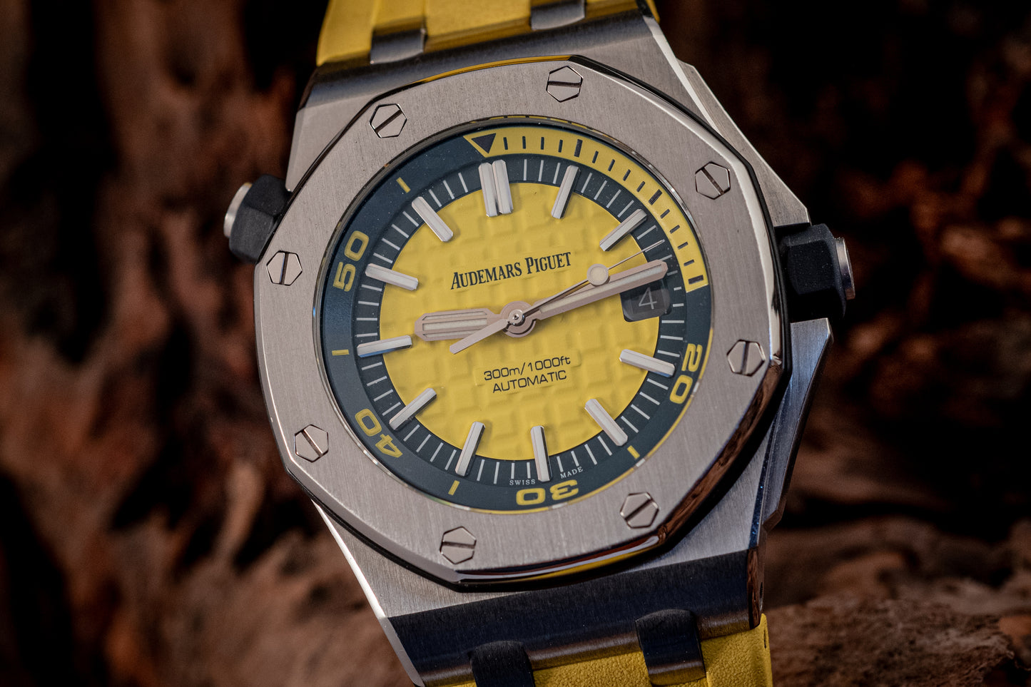 Audemars Piguet Royal Oak Offshore Funky Colors Yellow On Yellow Strap Box And Papers 15710ST.OO.A051CA.01