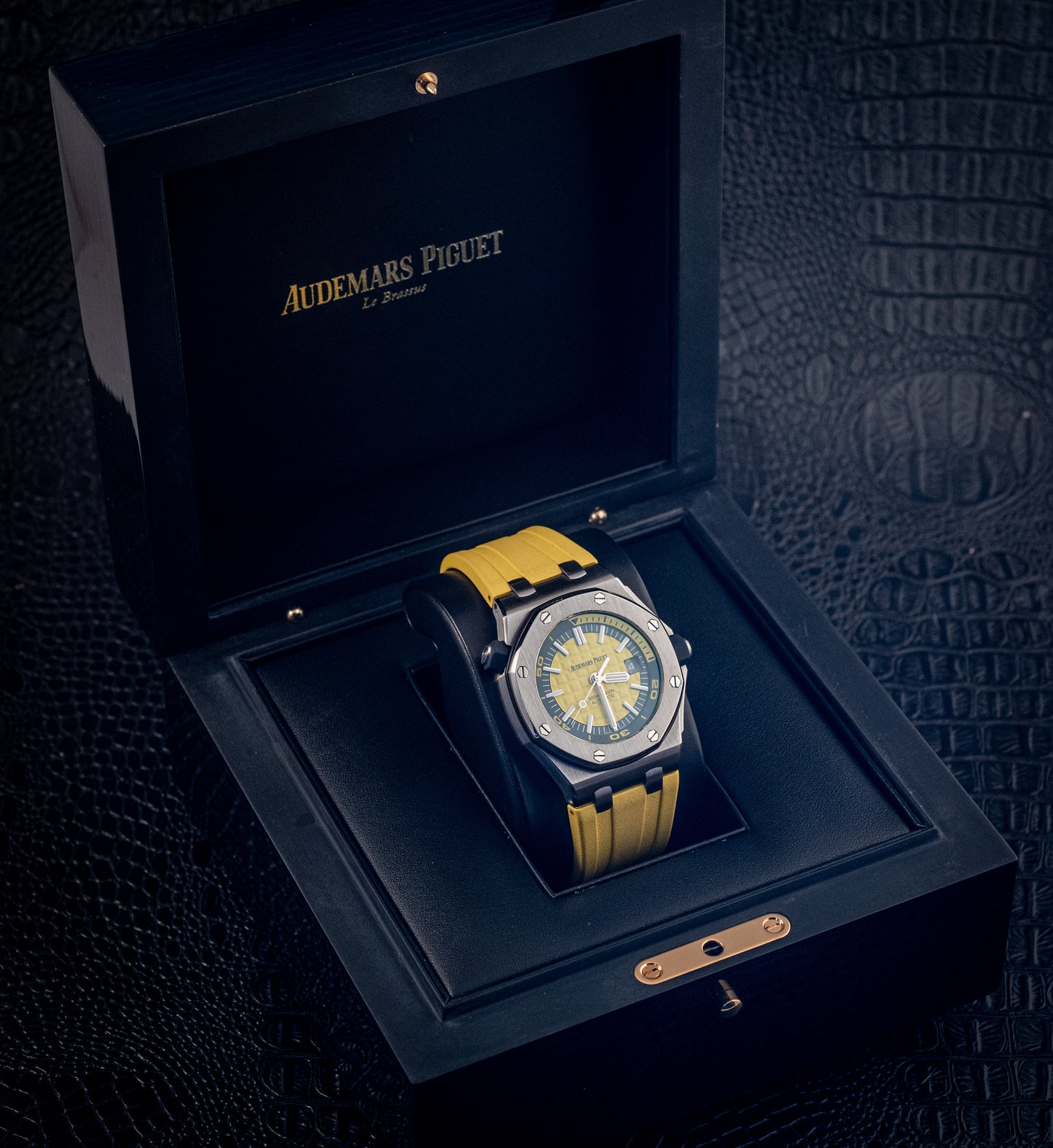 Audemars Piguet Royal Oak Offshore Funky Colors Yellow On Yellow Strap Box And Papers 15710ST.OO.A051CA.01