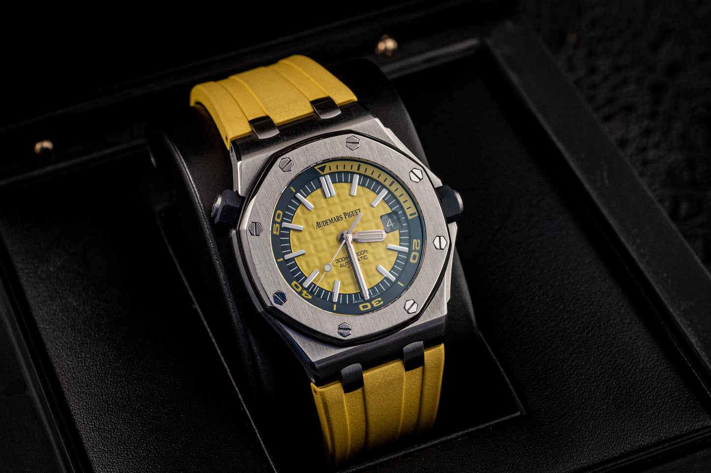 Audemars Piguet Royal Oak Offshore Funky Colors Yellow On Yellow Strap Box And Papers 15710ST.OO.A051CA.01