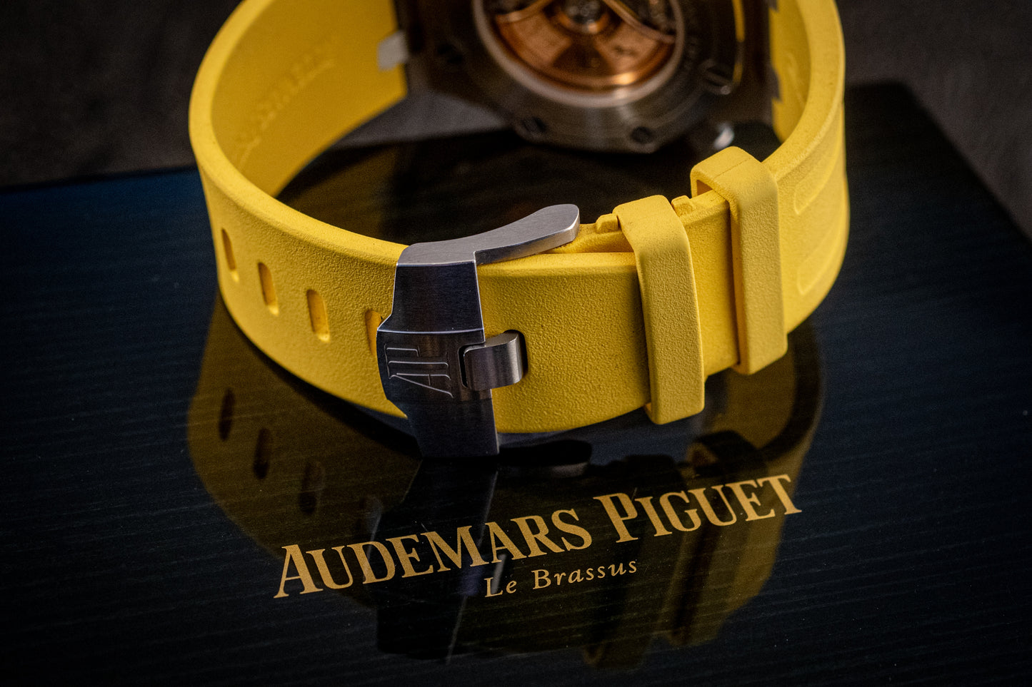 Audemars Piguet Royal Oak Offshore Funky Colors Yellow On Yellow Strap Box And Papers 15710ST.OO.A051CA.01
