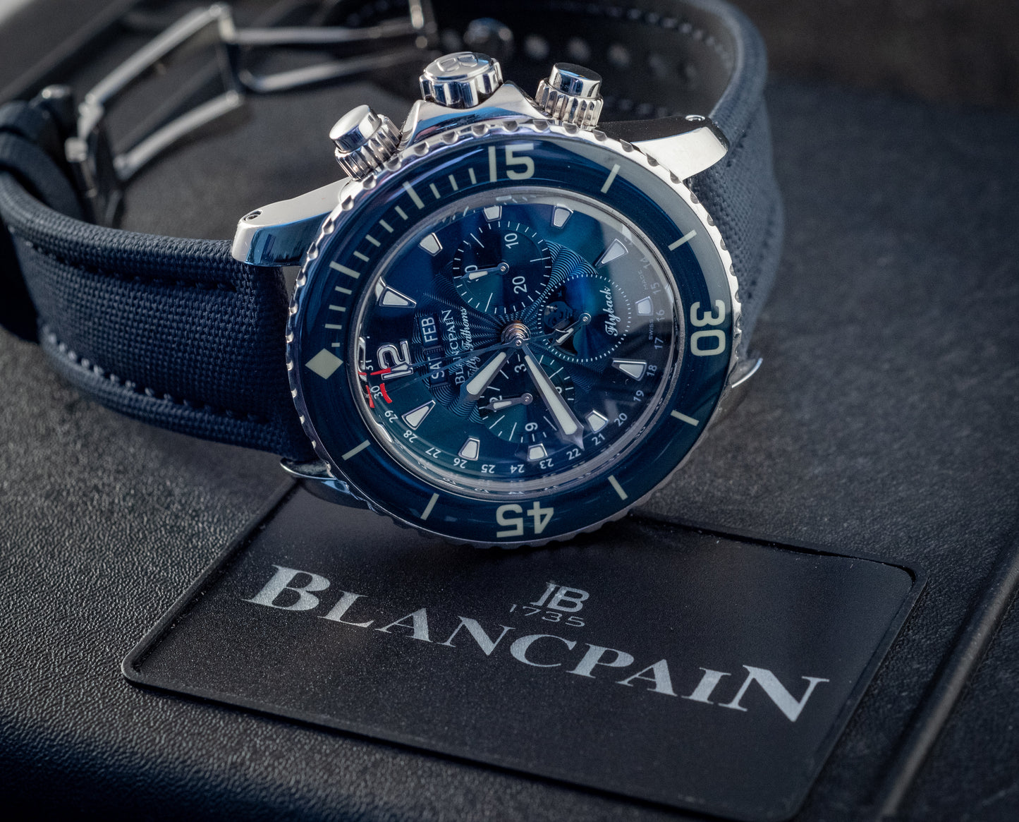 Blancpain Fifty Fathoms Blue Dial Box And Papers MSRP $32,300 2023 Service Papers Ref 5066f-1140-52b
