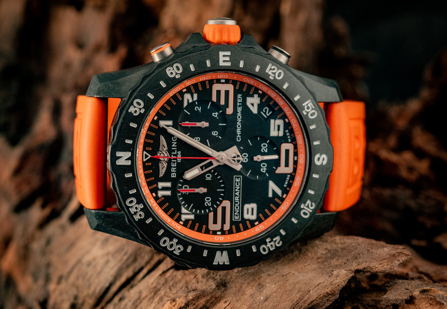 Breitling Endurance Pro 44MM Orange 3 Extra Straps Box And Papers Ref X82310A51B1S1