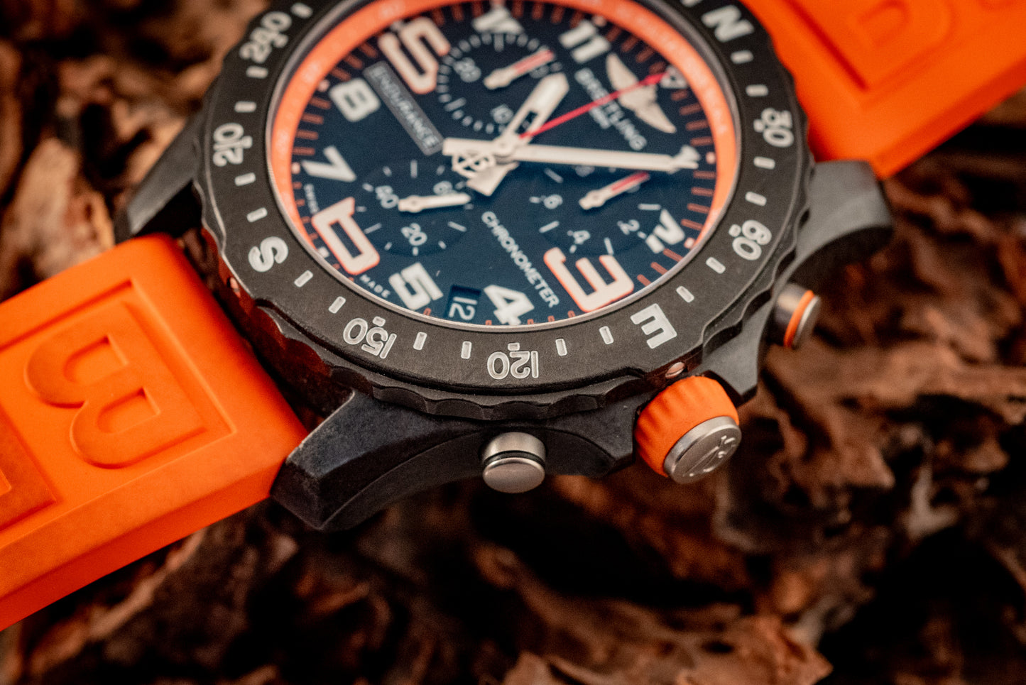 Breitling Endurance Pro 44MM Orange 3 Extra Straps Box And Papers Ref X82310A51B1S1