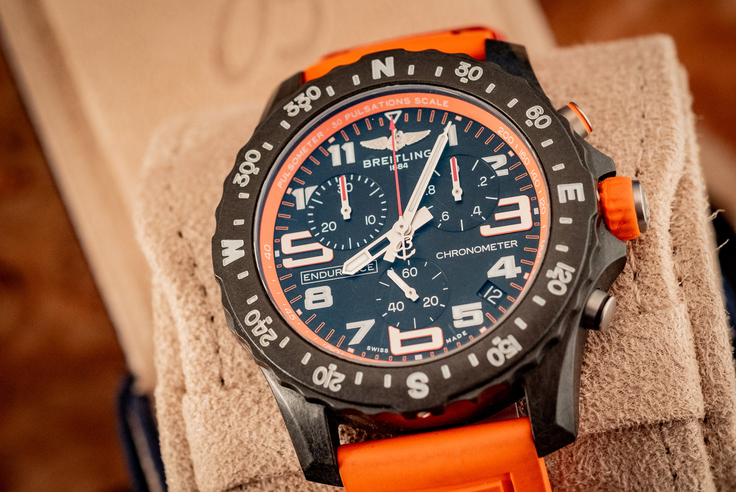 Breitling Endurance Pro 44MM Orange 3 Extra Straps Box And Papers Ref X82310A51B1S1