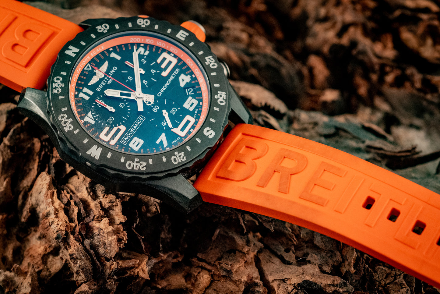 Breitling Endurance Pro 44MM Orange 3 Extra Straps Box And Papers Ref X82310A51B1S1