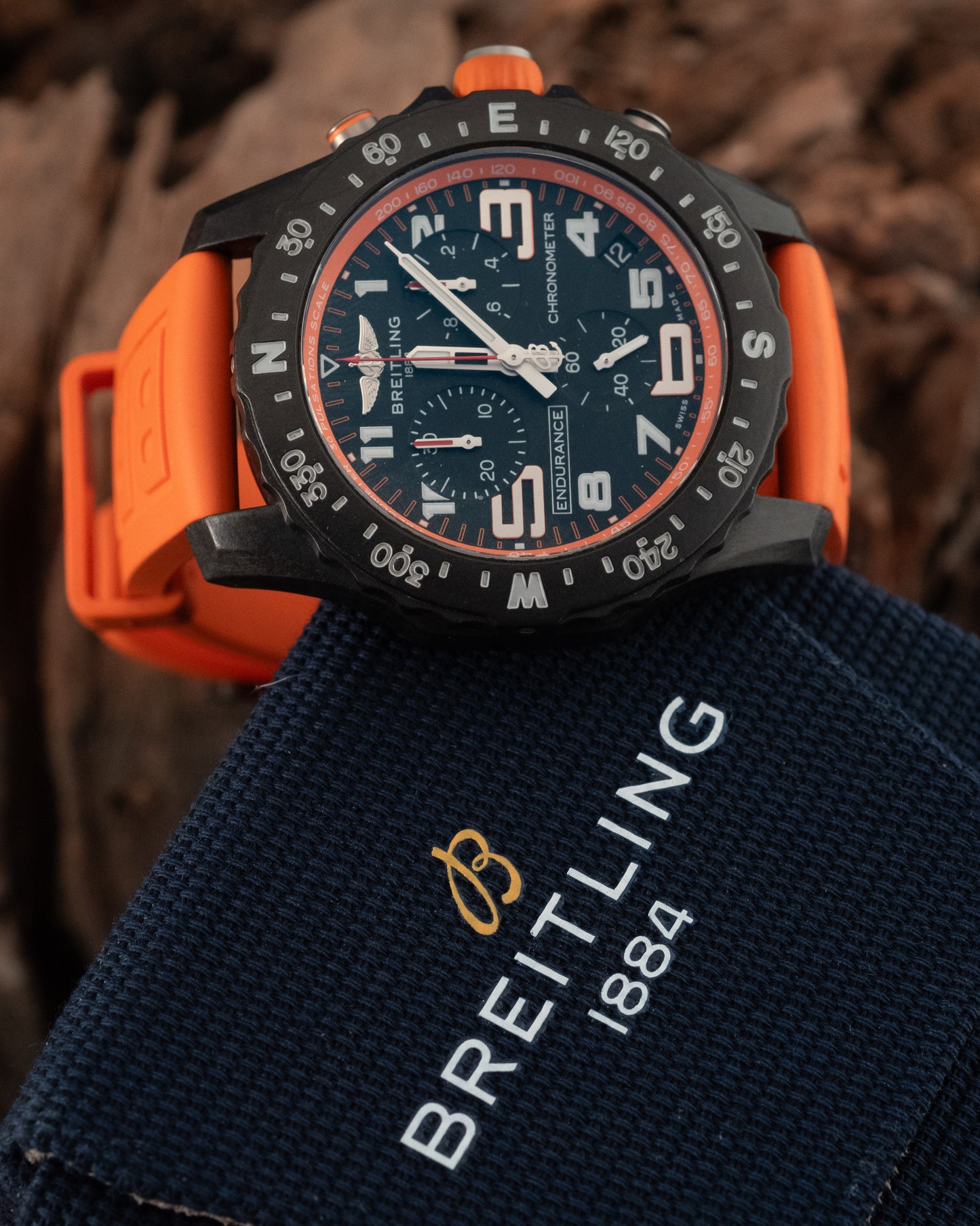 Breitling Endurance Pro 44MM Orange 3 Extra Straps Box And Papers Ref X82310A51B1S1