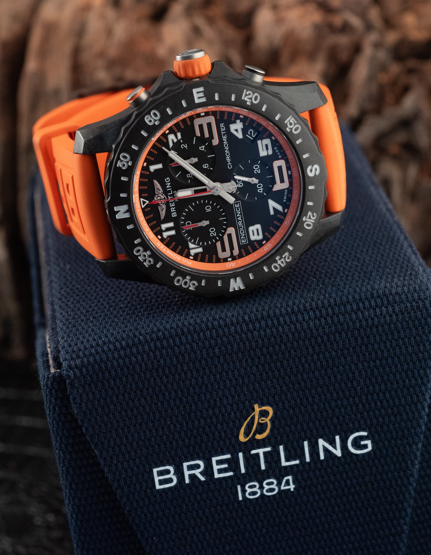 Breitling Endurance Pro 44MM Orange 3 Extra Straps Box And Papers Ref X82310A51B1S1