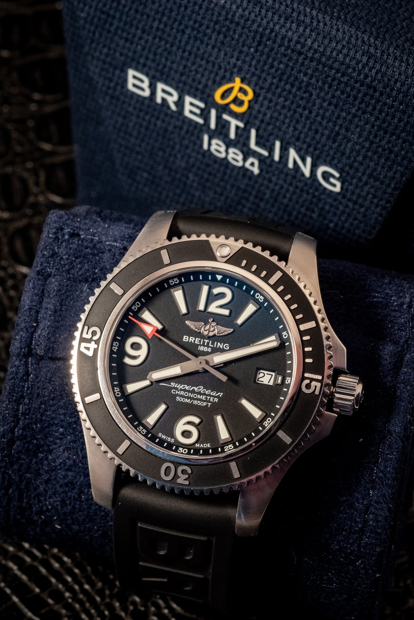 Breitling Superocean 42mm 2022 Service Paperwork Box And Papers Travel Pouch Ref A17366021B1S2