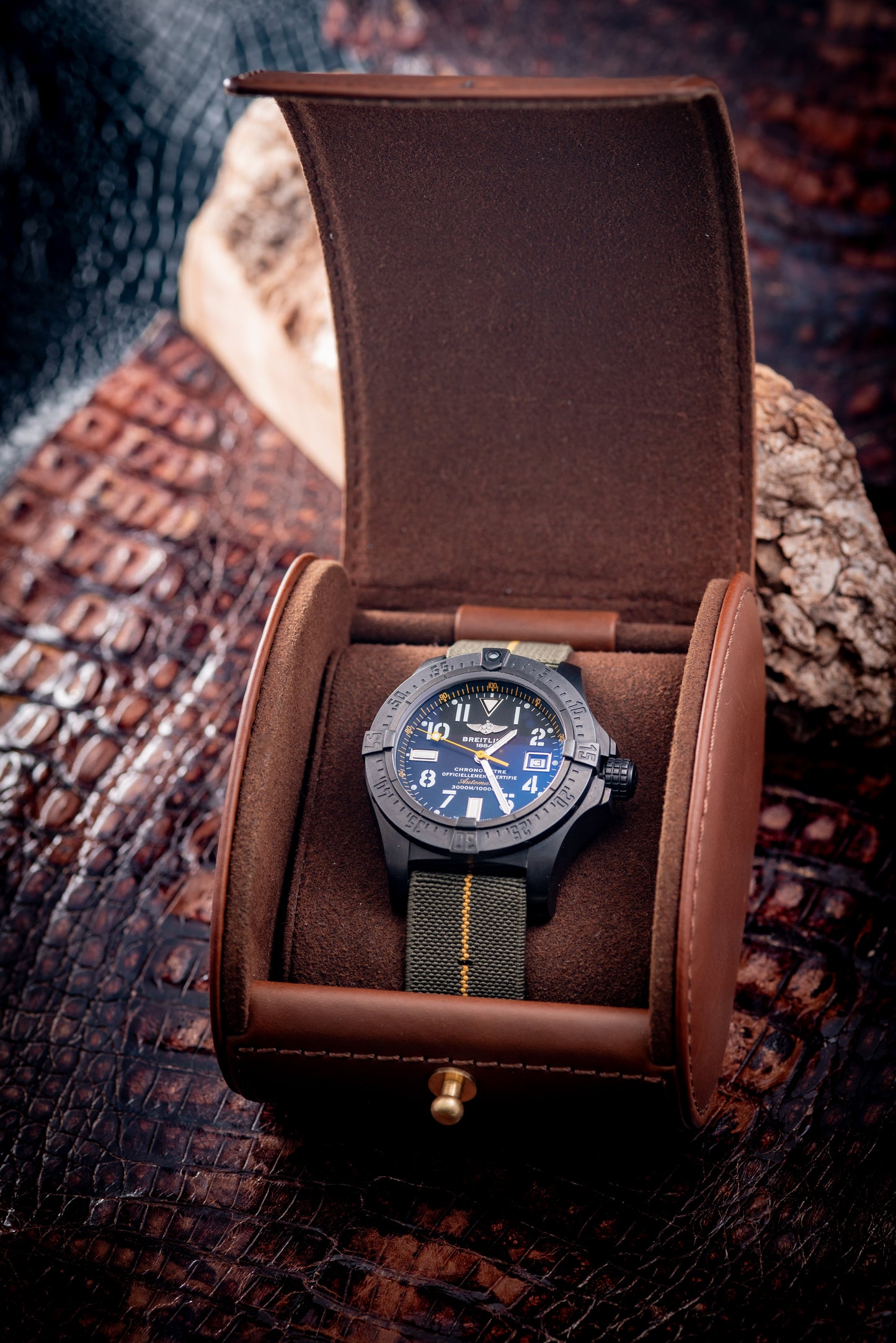 Breitling Seawolf Avenger Code Yellow 45mm Black Steel 1/1000 Reference Number A17330 Inner Box And Papers Additional Strap