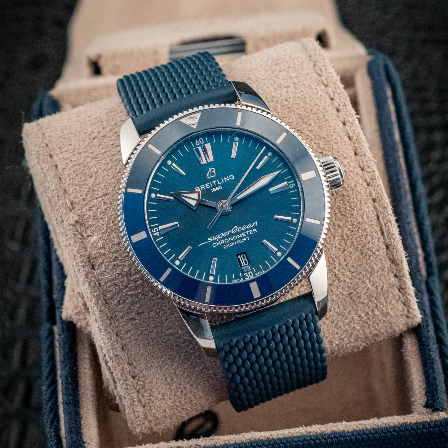 Breitling Breitling Superocean Heritage II 44mm Blue Dial Automatic Ref AB2030161C1S1 Box And Papers