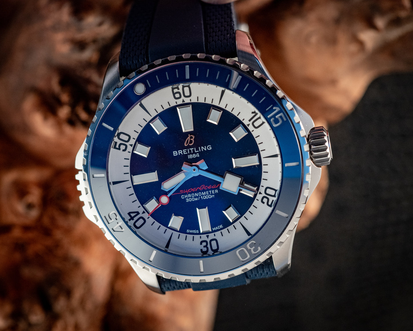 Breitling 2025 Superocean Automatic Diver 42MM Blue/White Dial Ref A17378 Box And Papers