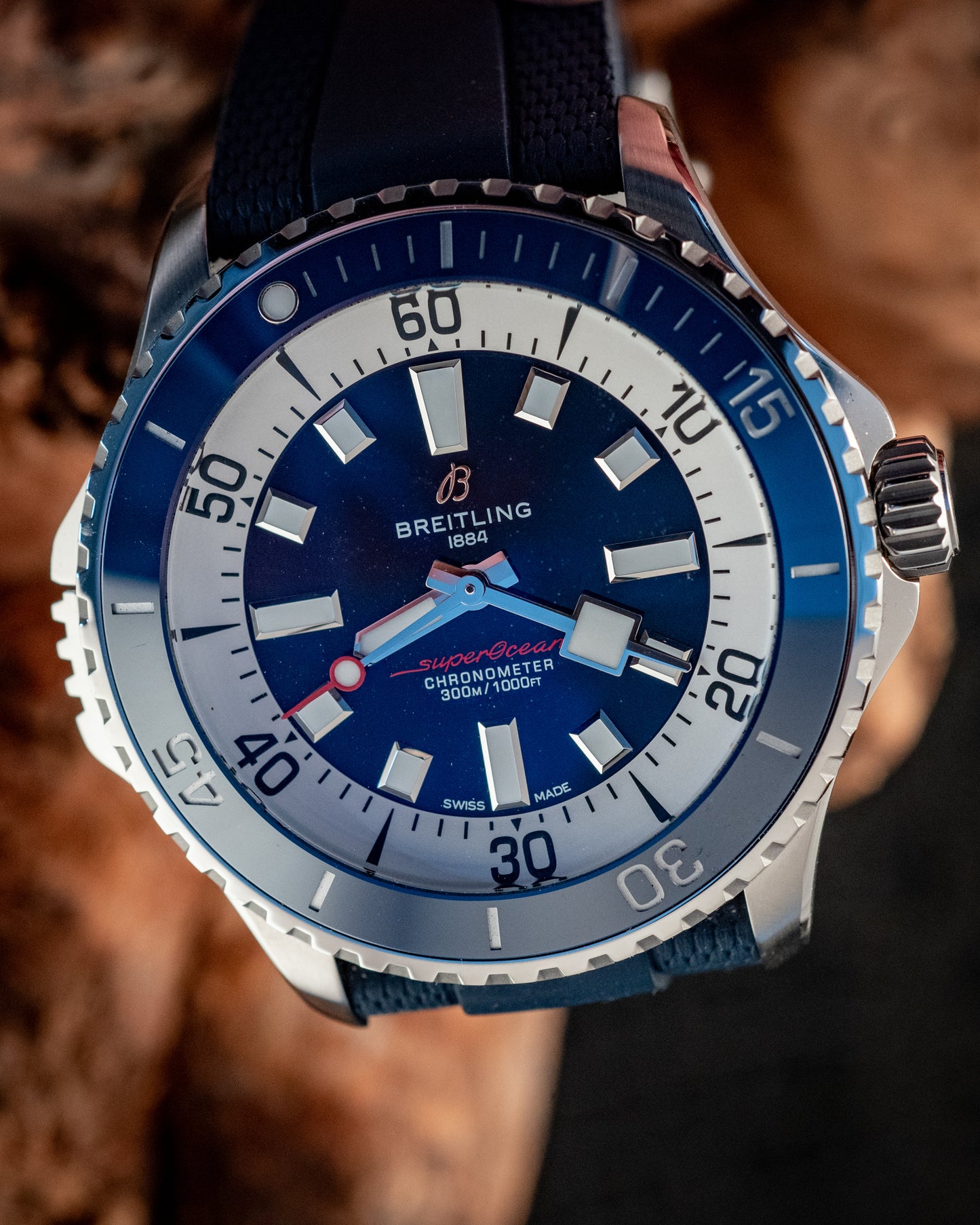 Breitling 2025 Superocean Automatic Diver 42MM Blue/White Dial Ref A17378 Box And Papers