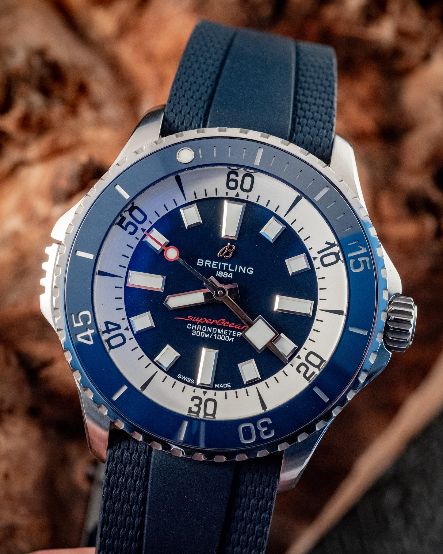Breitling 2025 Superocean Automatic Diver 42MM Blue/White Dial Ref A17378 Box And Papers