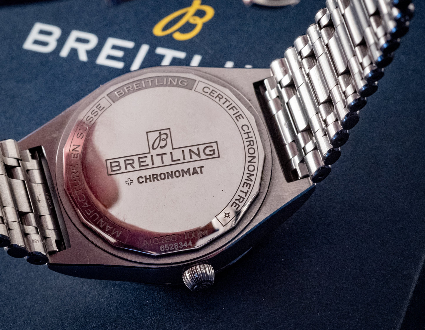 Breitling Chronomat 36MM Stainless Green Dial Diamonds Box Papers And Purchase Receipt Ref A10380591L1A1