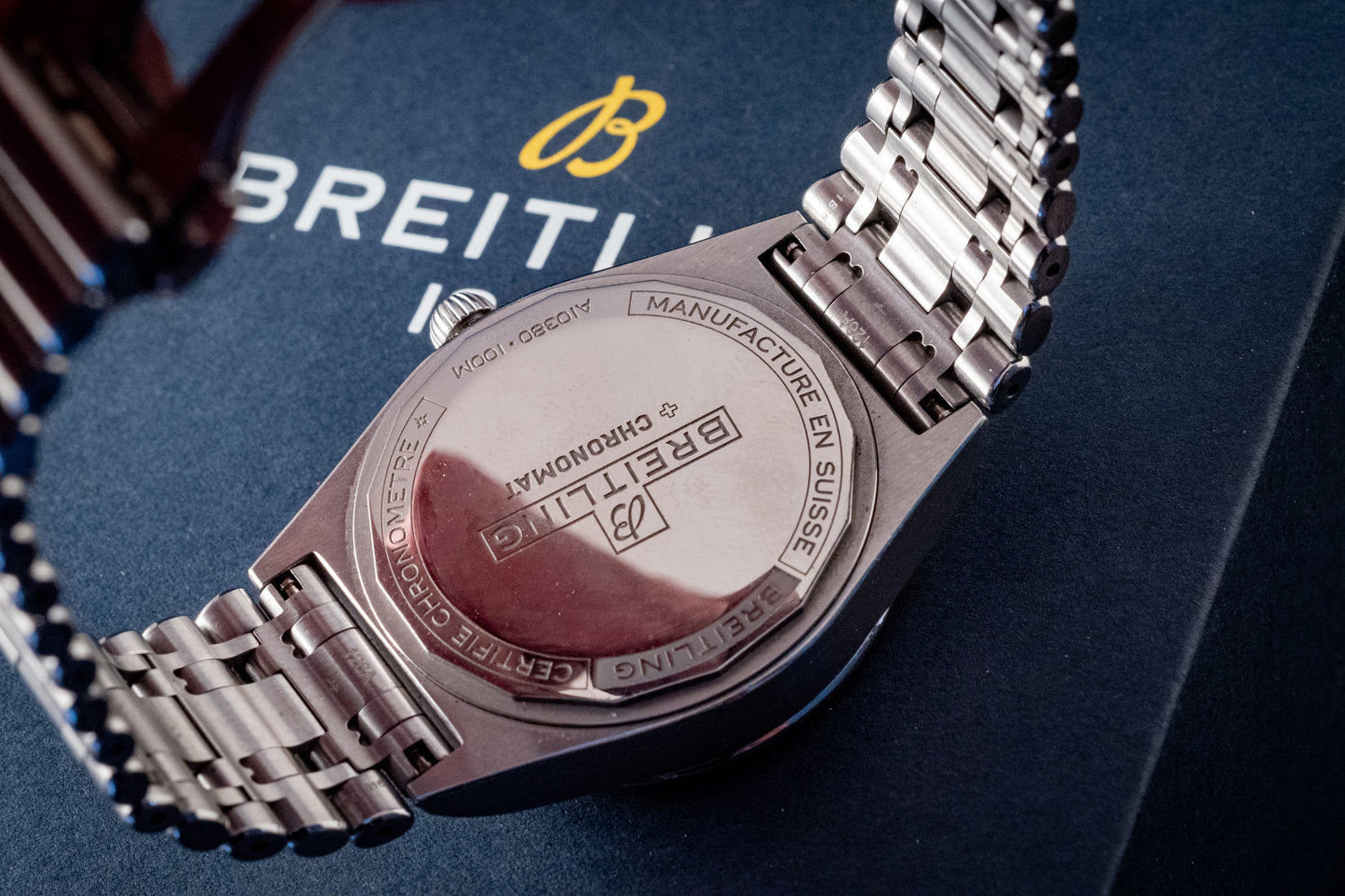 Breitling Chronomat 36MM Stainless Green Dial Diamonds Box Papers And Purchase Receipt Ref A10380591L1A1