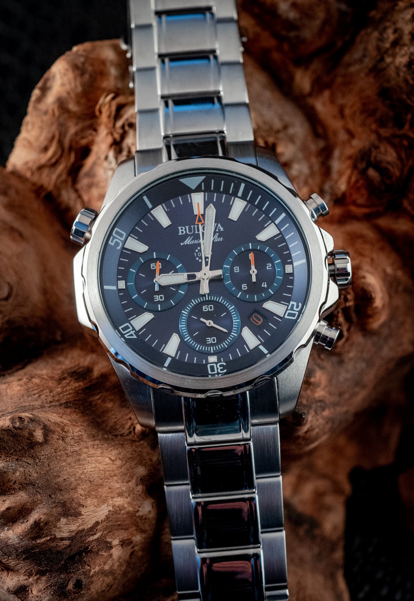 Bulova 2025 NEW Marine Star 43MM Blue Dial 6-Hand Chronograph Box And Papers