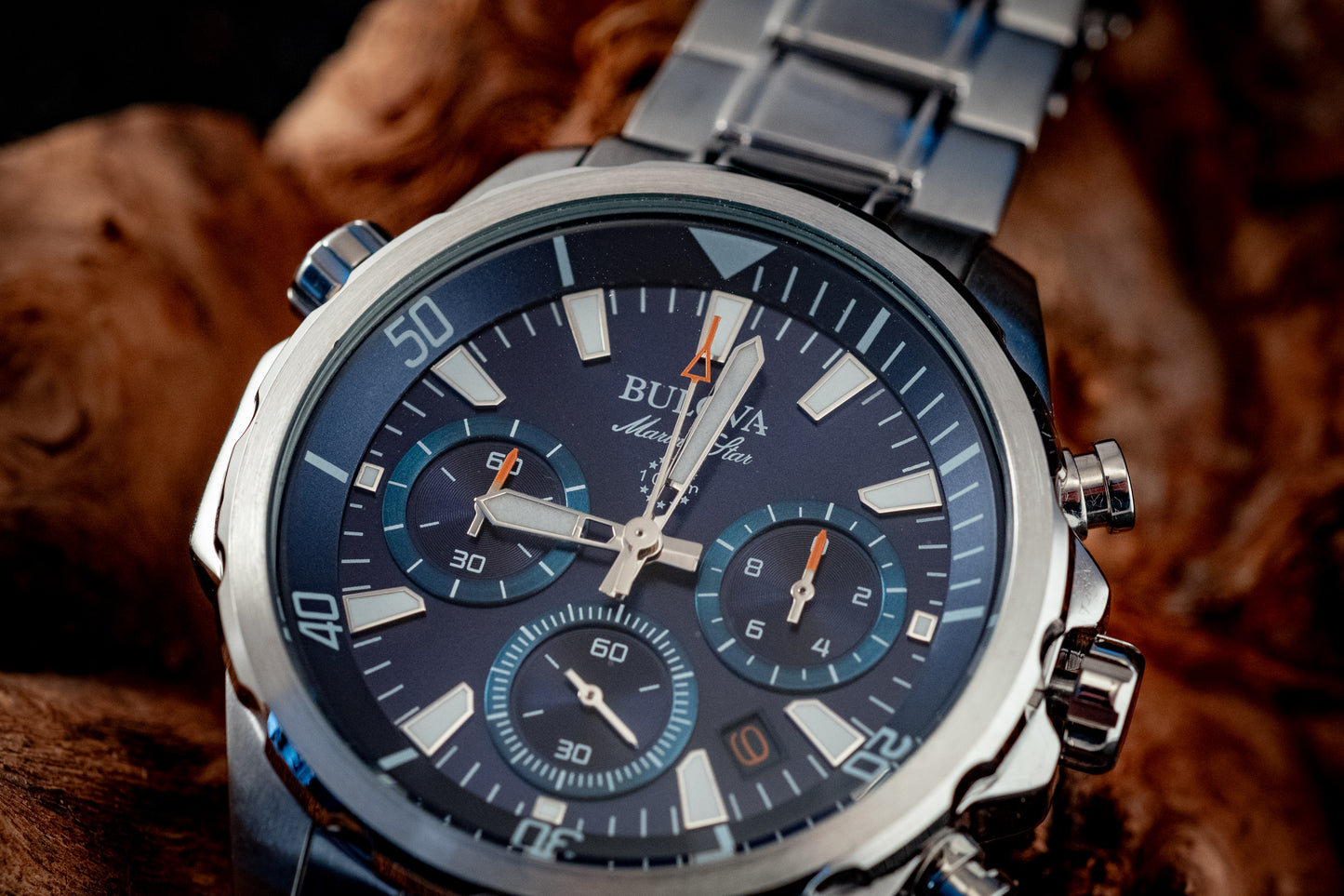 Bulova 2025 NEW Marine Star 43MM Blue Dial 6-Hand Chronograph Box And Papers