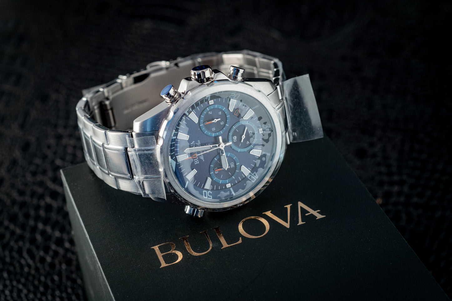 Bulova 2025 NEW Marine Star 43MM Blue Dial 6-Hand Chronograph Box And Papers