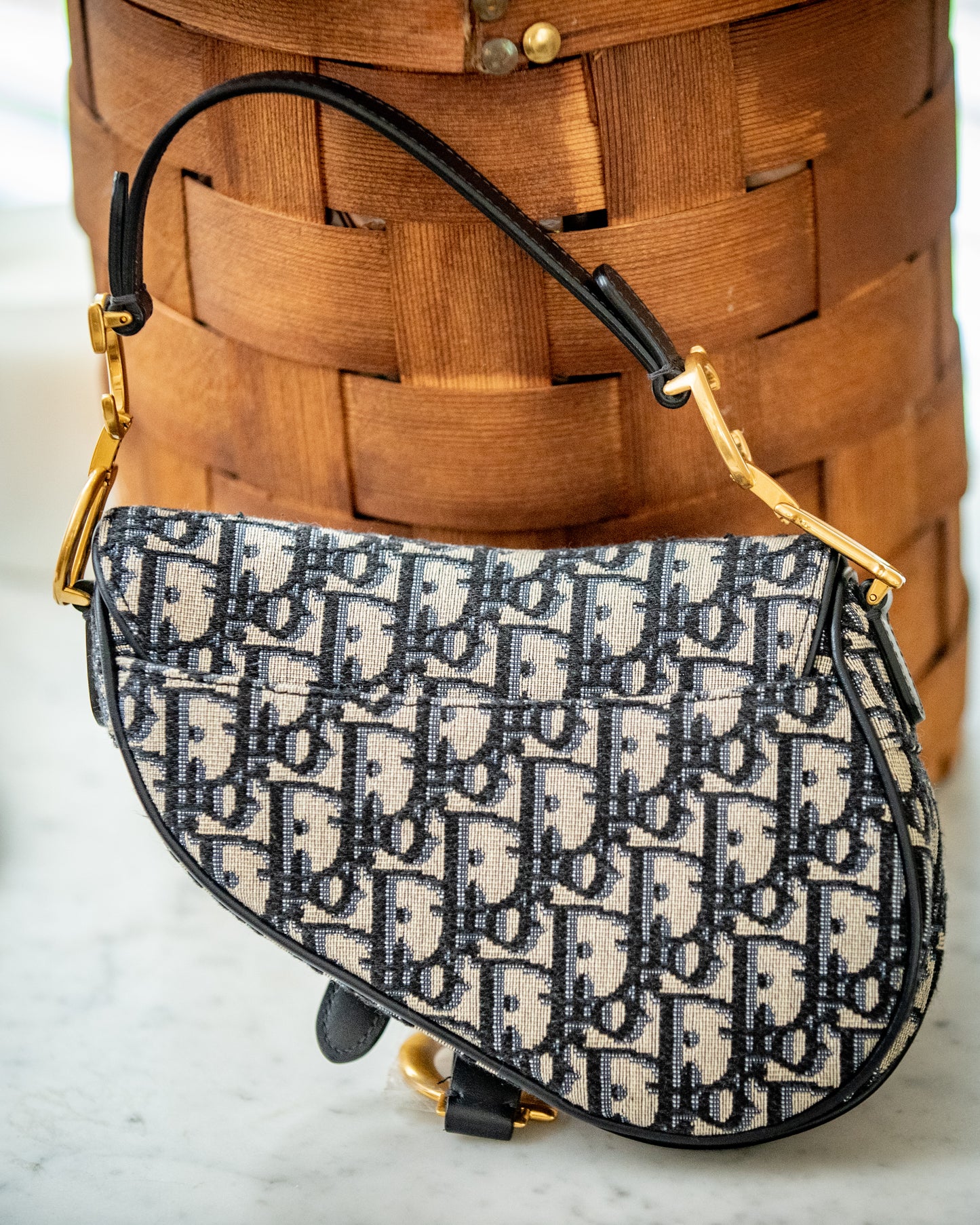 Dior Saddle Crossbody Blue Oblique Jacquard Belt Bag Pouch Card And Dustbag