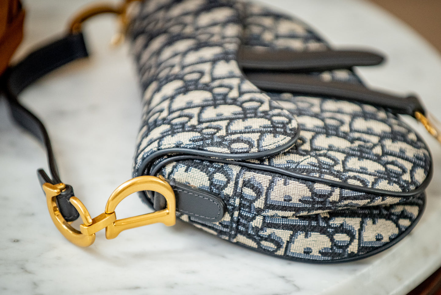 Dior Saddle Crossbody Blue Oblique Jacquard Belt Bag Pouch Card And Dustbag