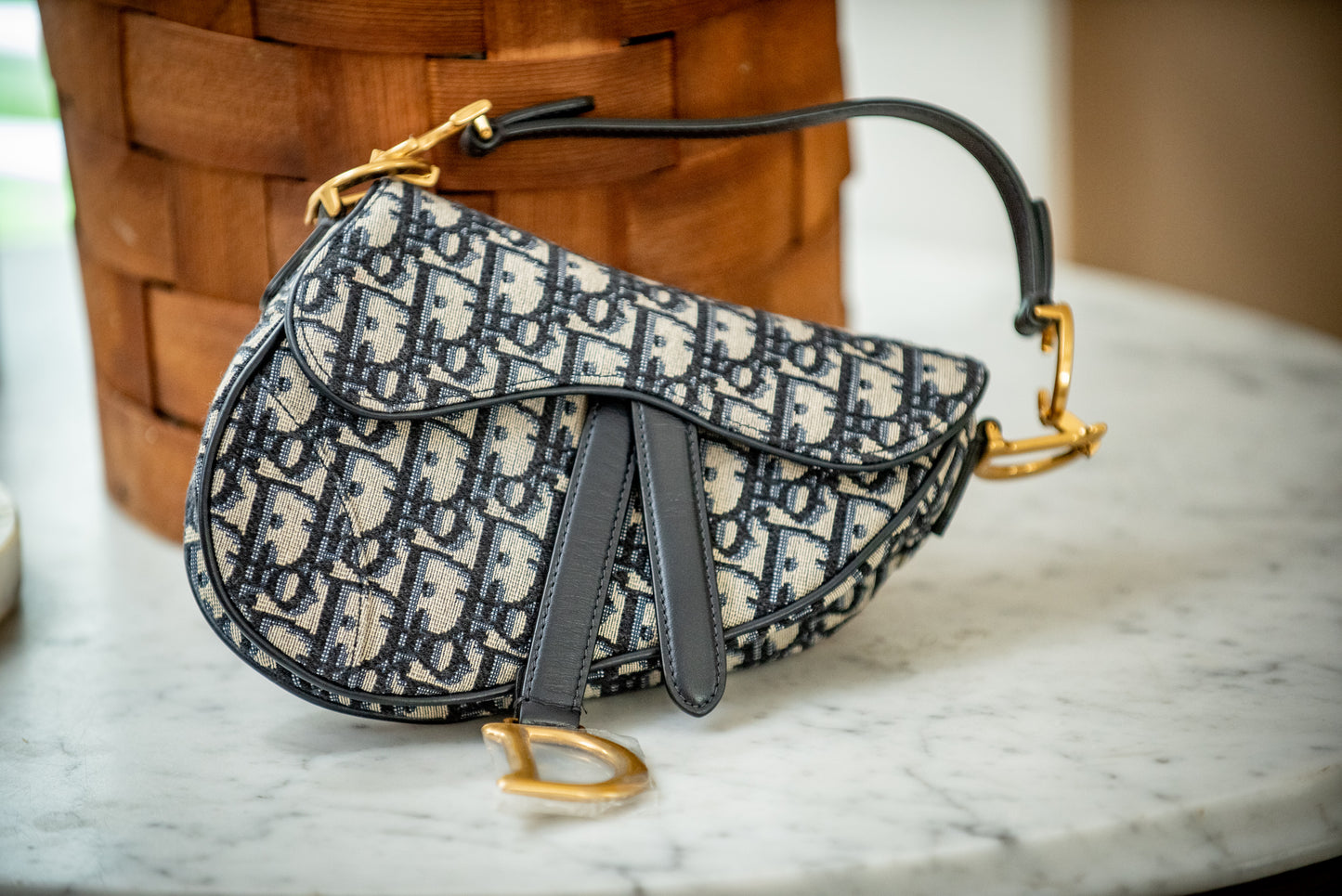 Dior Saddle Crossbody Blue Oblique Jacquard Belt Bag Pouch Card And Dustbag