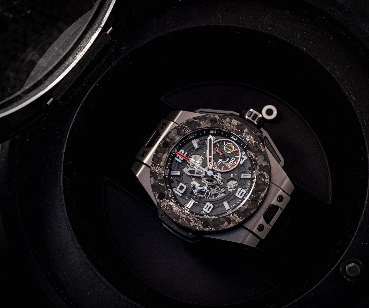 Hublot Big Bang Ferrari 2019 45MM Carbon Box And Papers With Watch Winder Ref 401.NJ.0123.VR