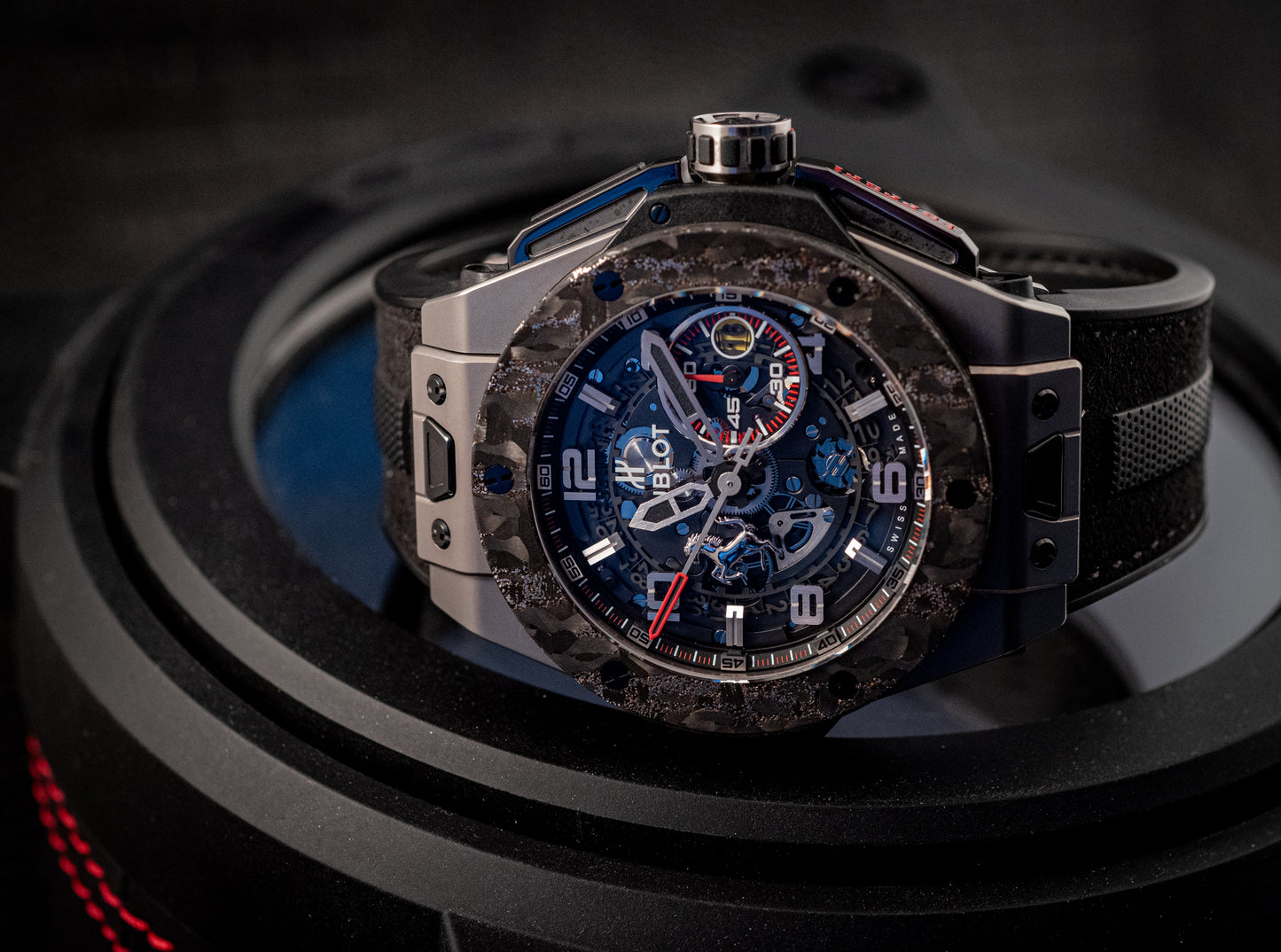 Hublot Big Bang Ferrari 2019 45MM Carbon Box And Papers With Watch Winder Ref 401.NJ.0123.VR