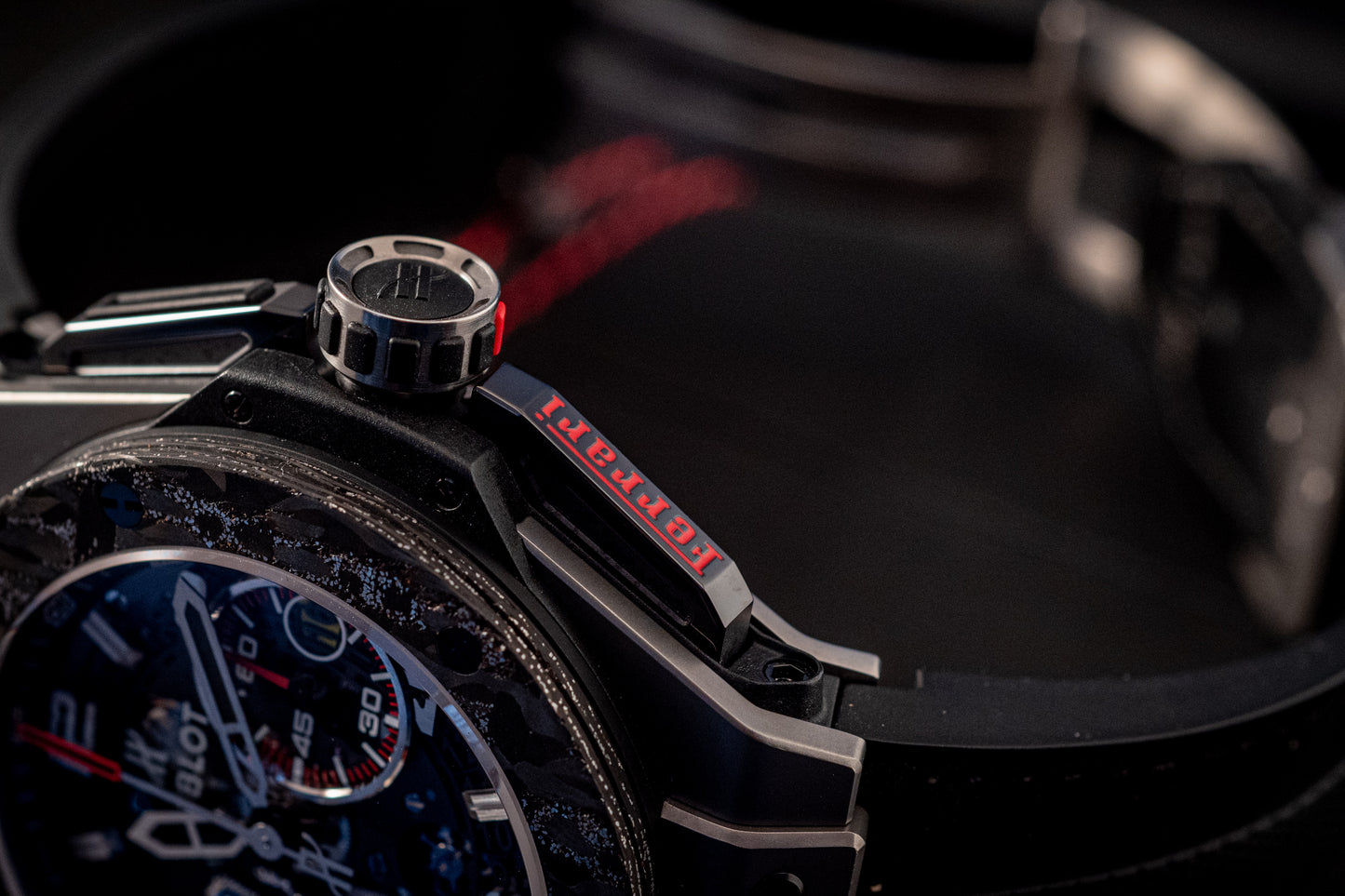 Hublot Big Bang Ferrari 2019 45MM Carbon Box And Papers With Watch Winder Ref 401.NJ.0123.VR