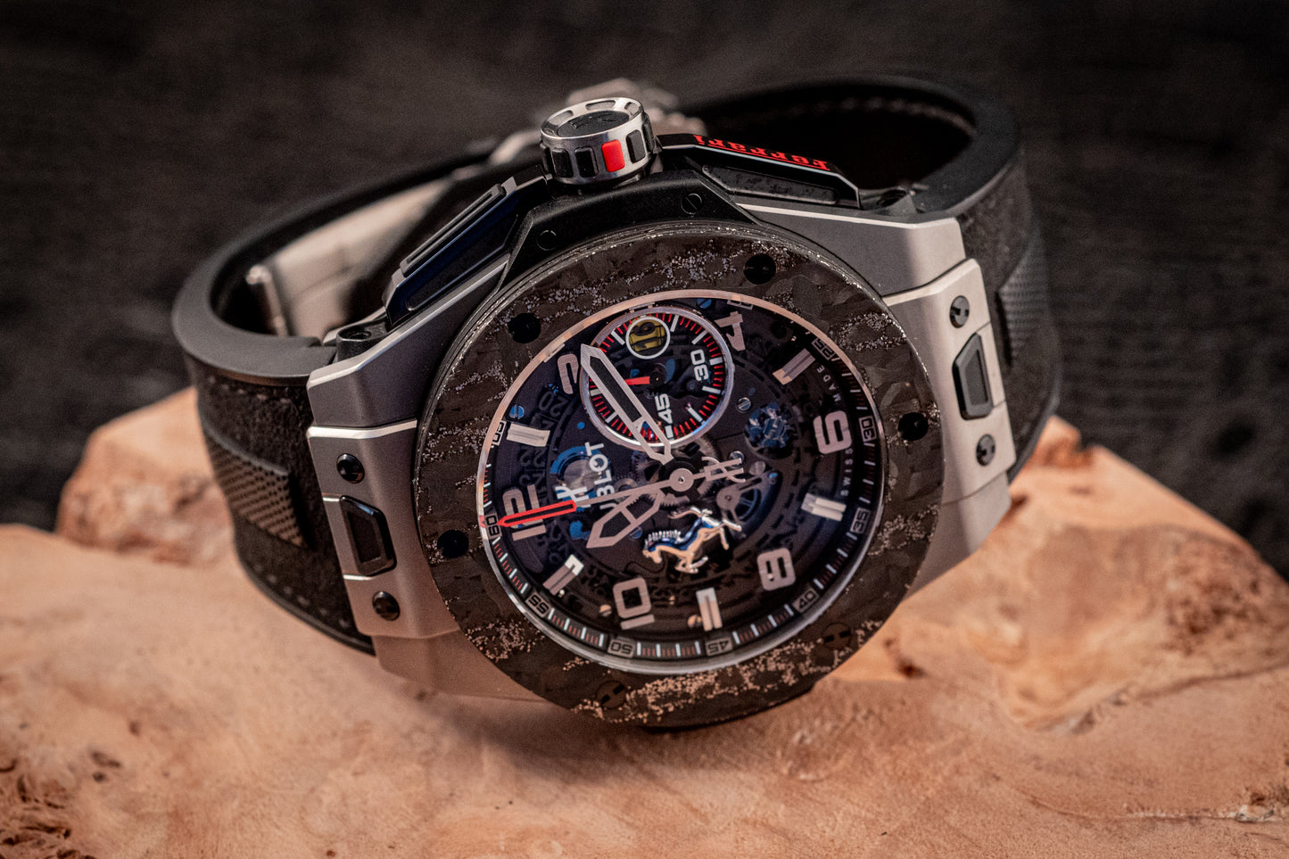 Hublot Big Bang Ferrari 2019 45MM Carbon Box And Papers With Watch Winder Ref 401.NJ.0123.VR