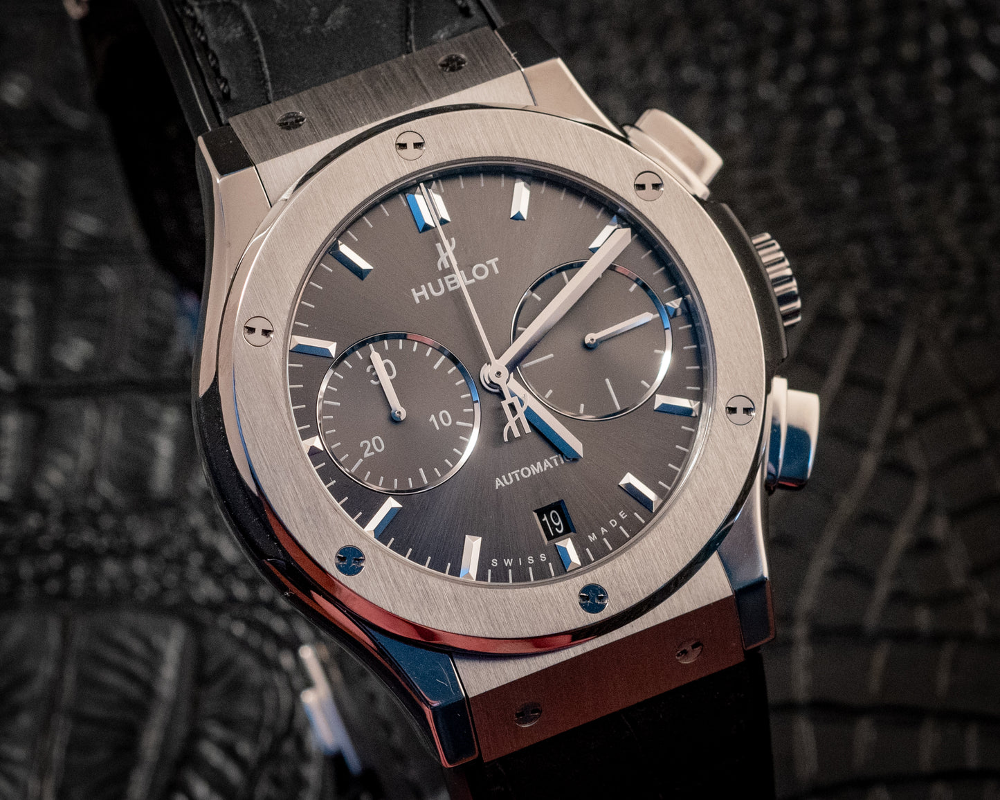 Hublot Classic Fusion Chronograph 45MM Titanium Racing Grey 2024 E Warranty Papers Reference 521.NX.7071.LR