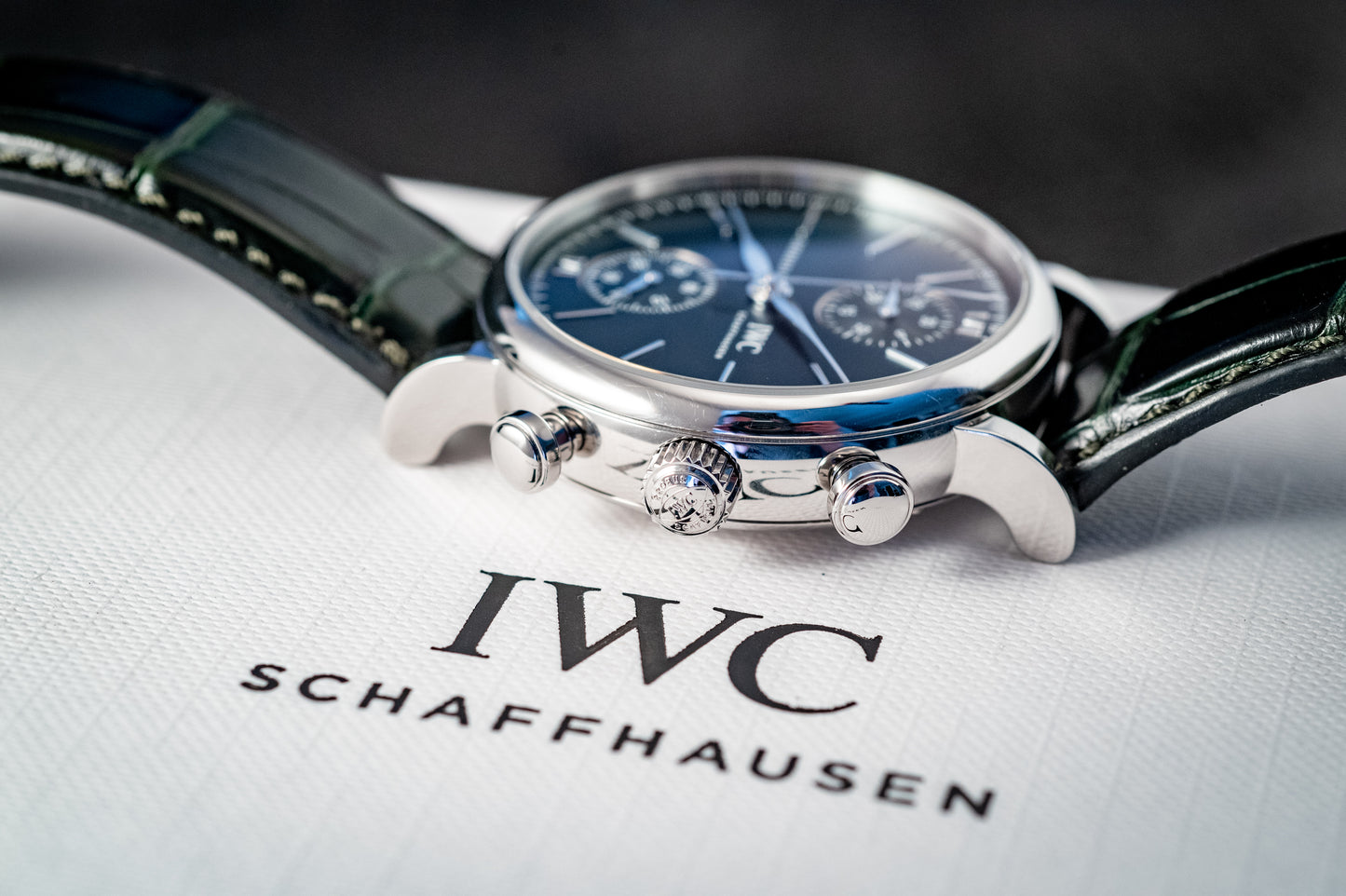 IWC Portofino 2022 Chronograph Green Dial 39MM Warranty Unti 4/2030 Box And Papers Ref IW391405