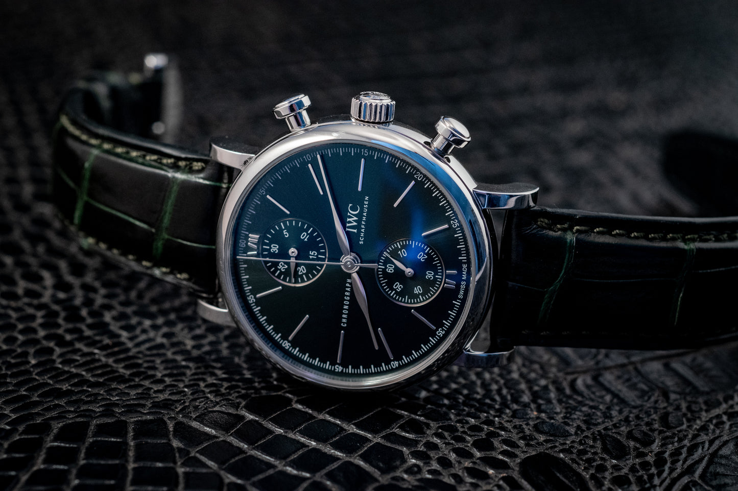 IWC Portofino 2022 Chronograph Green Dial 39MM Warranty Unti 4/2030 Box And Papers Ref IW391405